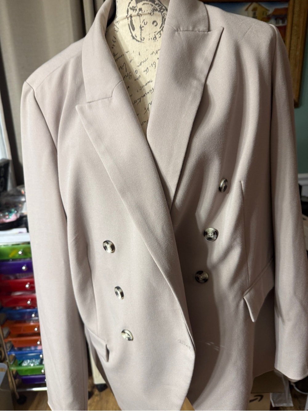 Nine West Double-Breasted Blazer in Soft Mauve